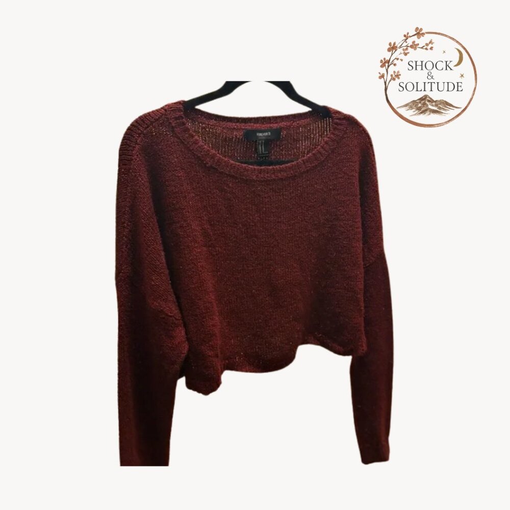 Forever 21 Maroon Textured Knit Cropped Sweater – Gently Worn